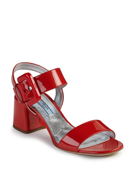 prada red mid height heels|More.